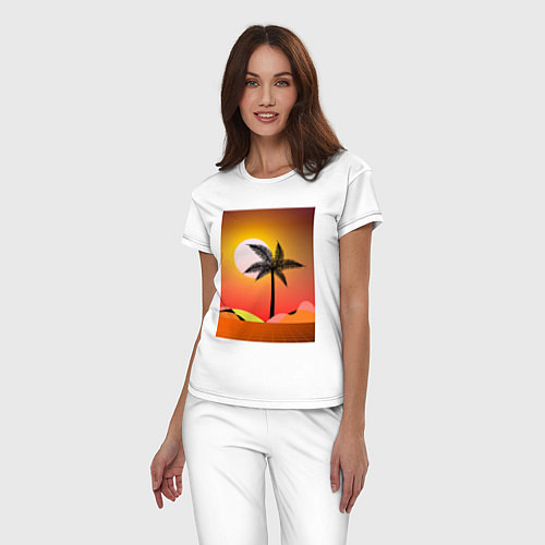 Женская пижама Palms space yellow / Белый – фото 3