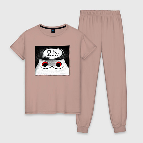 Женская пижама Мрачный кот - Ok, human / Пыльно-розовый – фото 1