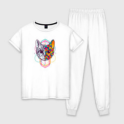 Пижама хлопковая женская Кот архитектора, цвет: белый