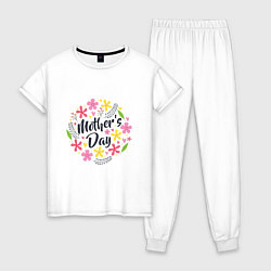 Пижама хлопковая женская День мамы, цвет: белый