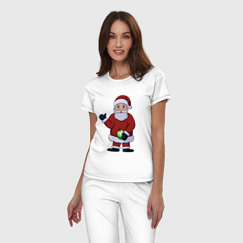 Женская пижама Дед Мороз с елочной игрушкой / Белый – фото 3