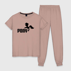 Пижама хлопковая женская Пони вместо пумы, цвет: пыльно-розовый