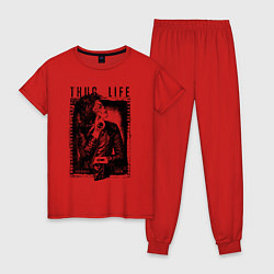 Пижама хлопковая женская Майкл Джексон в куртке, цвет: красный