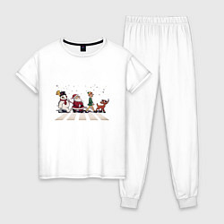 Пижама хлопковая женская Beatles Christmas, цвет: белый