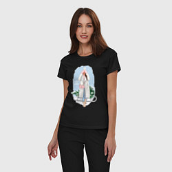 Пижама хлопковая женская Девушка с ёлкой, цвет: черный — фото 2
