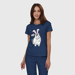 Пижама хлопковая женская Кролик Бендер - 2023, цвет: тёмно-синий — фото 2