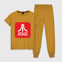 Пижама хлопковая женская Atari logo, цвет: горчичный