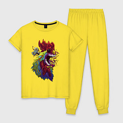 Пижама хлопковая женская Clockwork cock, цвет: желтый