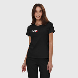 Пижама хлопковая женская Логотип N7, цвет: черный — фото 2