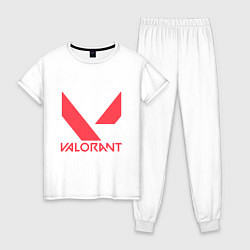 Пижама хлопковая женская Valorant - logo, цвет: белый