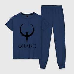 Пижама хлопковая женская Quake I logo, цвет: тёмно-синий
