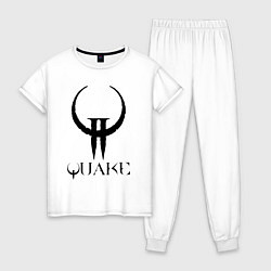 Пижама хлопковая женская Quake II logo, цвет: белый