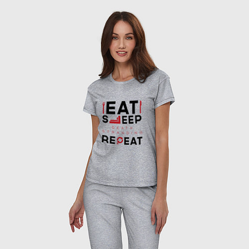 Женская пижама Надпись: eat sleep Death Stranding repeat / Меланж – фото 3