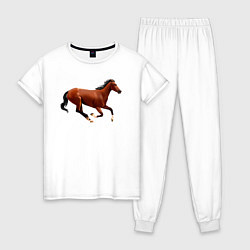Пижама хлопковая женская Чистокровная верховая лошадь, цвет: белый