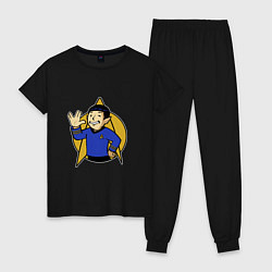 Пижама хлопковая женская Spoke - vault boy, цвет: черный