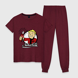 Пижама хлопковая женская Vault boy - nuka cola, цвет: меланж-бордовый