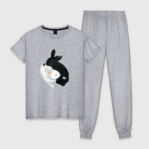 Женская пижама Кролики Инь Янь / Меланж – фото 1