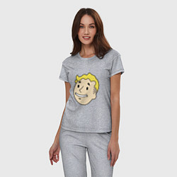 Пижама хлопковая женская Vault boy head, цвет: меланж — фото 2