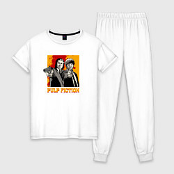 Пижама хлопковая женская Криминальное чтиво John Travolta Samuel L Jackson, цвет: белый