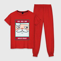 Пижама хлопковая женская Ho-ho holy crap, цвет: красный