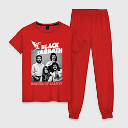 Пижама хлопковая женская Black Sabbath rock, цвет: красный