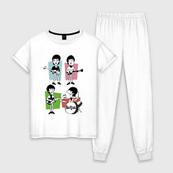 Пижама хлопковая женская The Beatles - drawing - sketch, цвет: белый