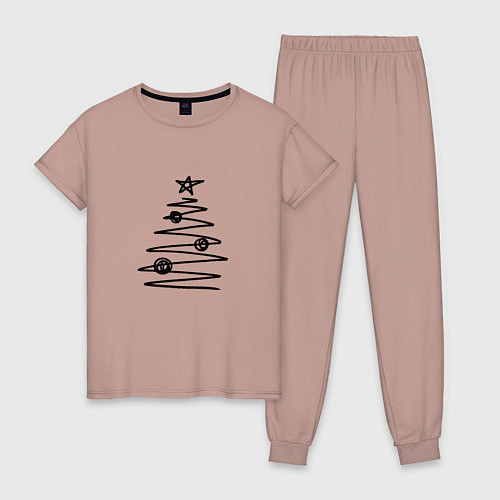 Женская пижама Новогодняя графичная ёлка / Пыльно-розовый – фото 1