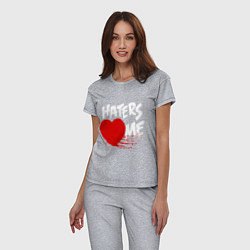 Пижама хлопковая женская Haters love me, цвет: меланж — фото 2