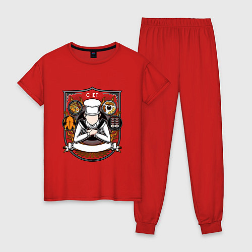 Женская пижама Шеф повар лого / Красный – фото 1