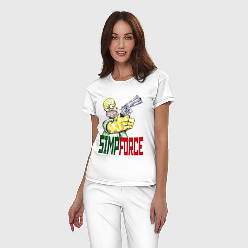Женская пижама Гомер Симпсон с револьвером / Белый – фото 3