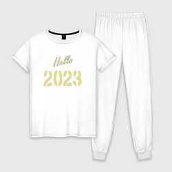 Пижама хлопковая женская Hello 2023, цвет: белый