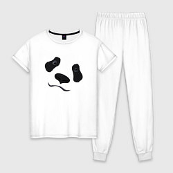Пижама хлопковая женская Взгляд панды, цвет: белый