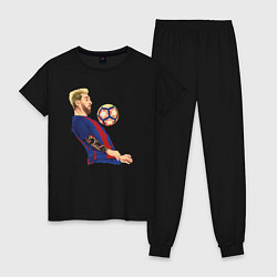 Пижама хлопковая женская Messi Barcelona, цвет: черный