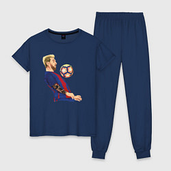 Пижама хлопковая женская Messi Barcelona, цвет: тёмно-синий