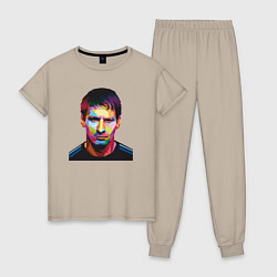 Пижама хлопковая женская Face Messi, цвет: миндальный