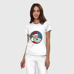 Пижама хлопковая женская Дед Мороз весельчак, цвет: белый — фото 2