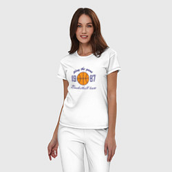 Пижама хлопковая женская Любителям игры в баскетбол, цвет: белый — фото 2