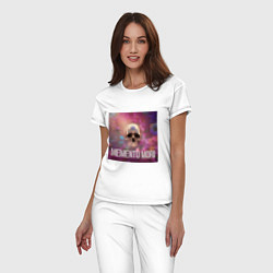 Пижама хлопковая женская Череп в цветах memento mori, цвет: белый — фото 2