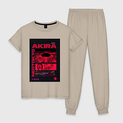 Пижама хлопковая женская Akira poster, цвет: миндальный