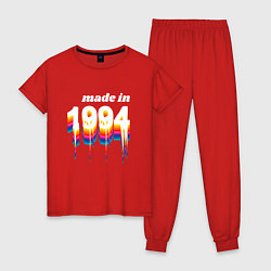Пижама хлопковая женская Made in 1994 liquid art, цвет: красный