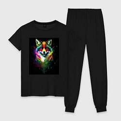 Пижама хлопковая женская Colorful Fox, цвет: черный