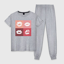 Пижама хлопковая женская Kiss pop-art, цвет: меланж