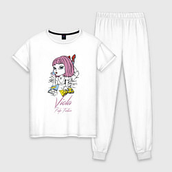 Пижама хлопковая женская Viola - pulp fiction, цвет: белый