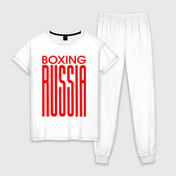 Пижама хлопковая женская Бокс Российская сборная, цвет: белый