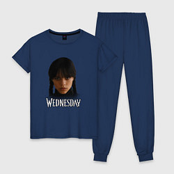 Пижама хлопковая женская Уэнсдэй Wednesday, цвет: тёмно-синий