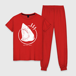 Пижама хлопковая женская Dope street market shark, цвет: красный