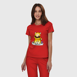 Пижама хлопковая женская Mario super kitty, цвет: красный — фото 2