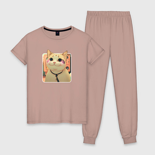 Женская пижама Cat smiling meme art / Пыльно-розовый – фото 1