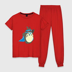 Пижама хлопковая женская Тоторо супергерой, цвет: красный
