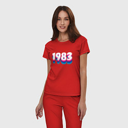 Пижама хлопковая женская Made in 1983 vintage art, цвет: красный — фото 2